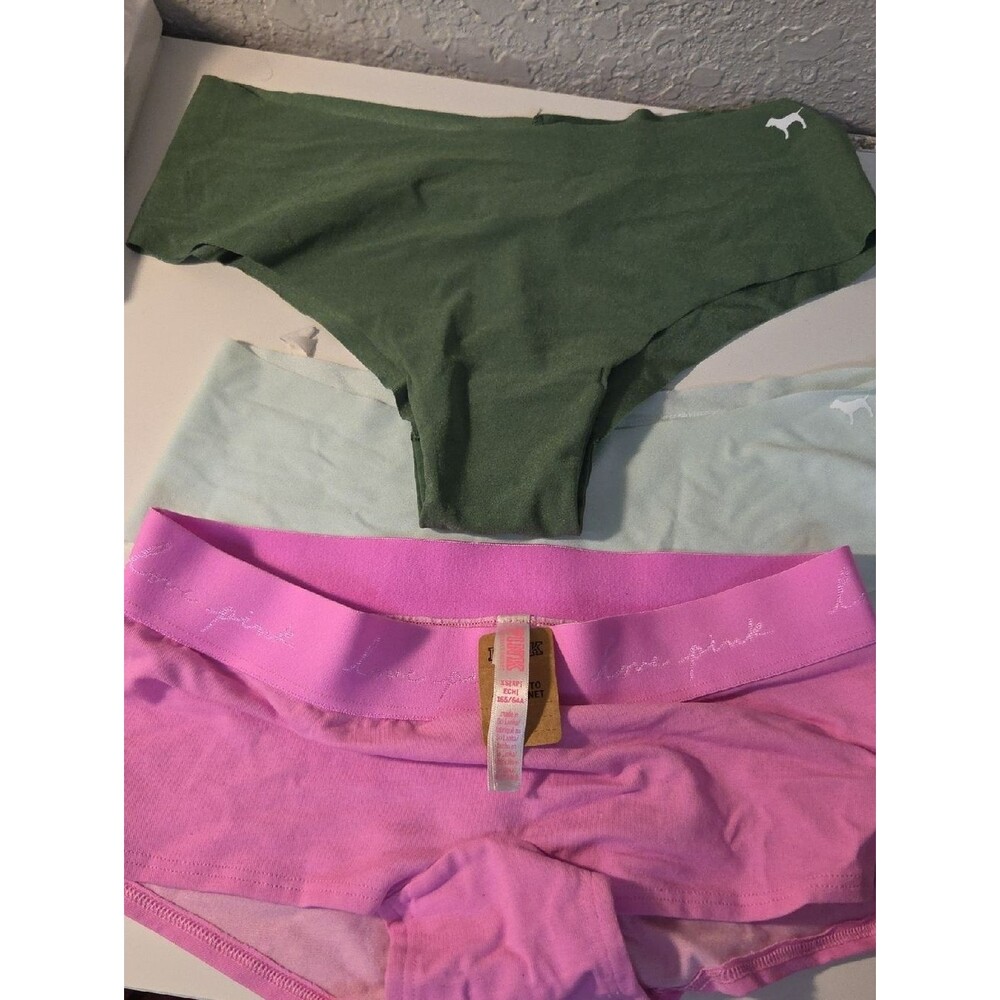 Victoria's Secret Girls' Panty Set - Green, Light Blue, Pink Set Of 3